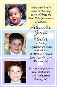 Tri Color Photo Communion Cross Invitation