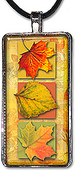 Celebrate fall with this original art Trio Autumn Leaves pendant necklace or keyring.