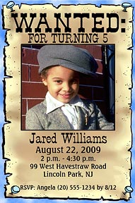 Wanted Poster Photo Birthday Invitation