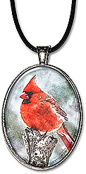 This handcrafted, original watercolor cardinal jewelry is available as apendant or keychain.