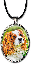 Original watercolor art cavalier king charles spaniel dog necklace is also available as a keychain.