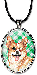 Handcrafted original watercolor art corgi dog necklace is also available as a keychain.