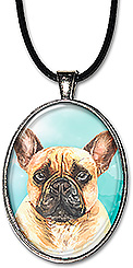 Original watercolor art French bulldog jewelry is available as a necklace or keychain..