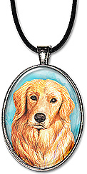 Original art watercolor golden retriever dog pendant is available as a necklace or keychain.