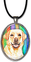 Watercolor original art dognecklace or keychain features a labrador retriever.