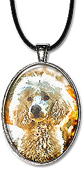 Handcrafted original watercolor art poodle dog necklace is also available as a keychain.