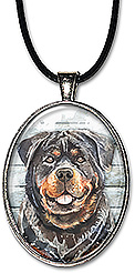 Original art watercolor rottweiler dog necklace is also available as a keychain.