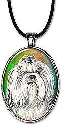 Original watercolor art shih tzu dog necklace is also available as a keychain.