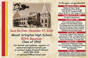 Year We Graduated Class Reunion Save the Date Cards are personalized with your school photo, name and colors with fun facts from the year you graduated.